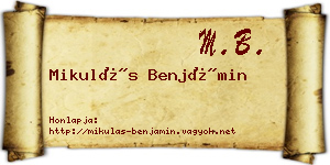 Mikulás Benjámin névjegykártya