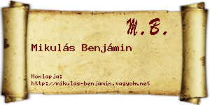 Mikulás Benjámin névjegykártya